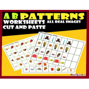 AB Patterns – What comes next – Cut and Paste Worksheets with Real Images